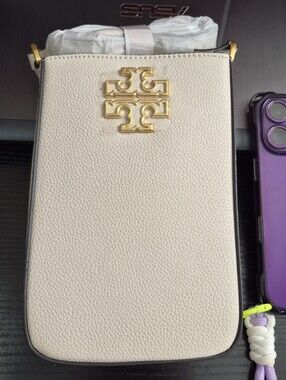 Tory Burch Cream Crossbody Phone Bag - Gold Hardware